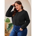 thumbnail image 6 of SHOWMALL Women's Plus Size Cropped Cardigan Long Sleeve Button Down Sweater Casual Knit Tops Shrugs, 6 of 8