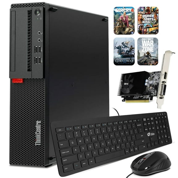 Restored Lenovo ThinkCentre Gaming Desktop PC Intel Core i5-6500, 32GB Ram, 1TB SSD   2TB HDD, NVIDIA GTX 1050ti , BTO Keyboard & Mouse, Windows 10 Professional (Refurbished)
