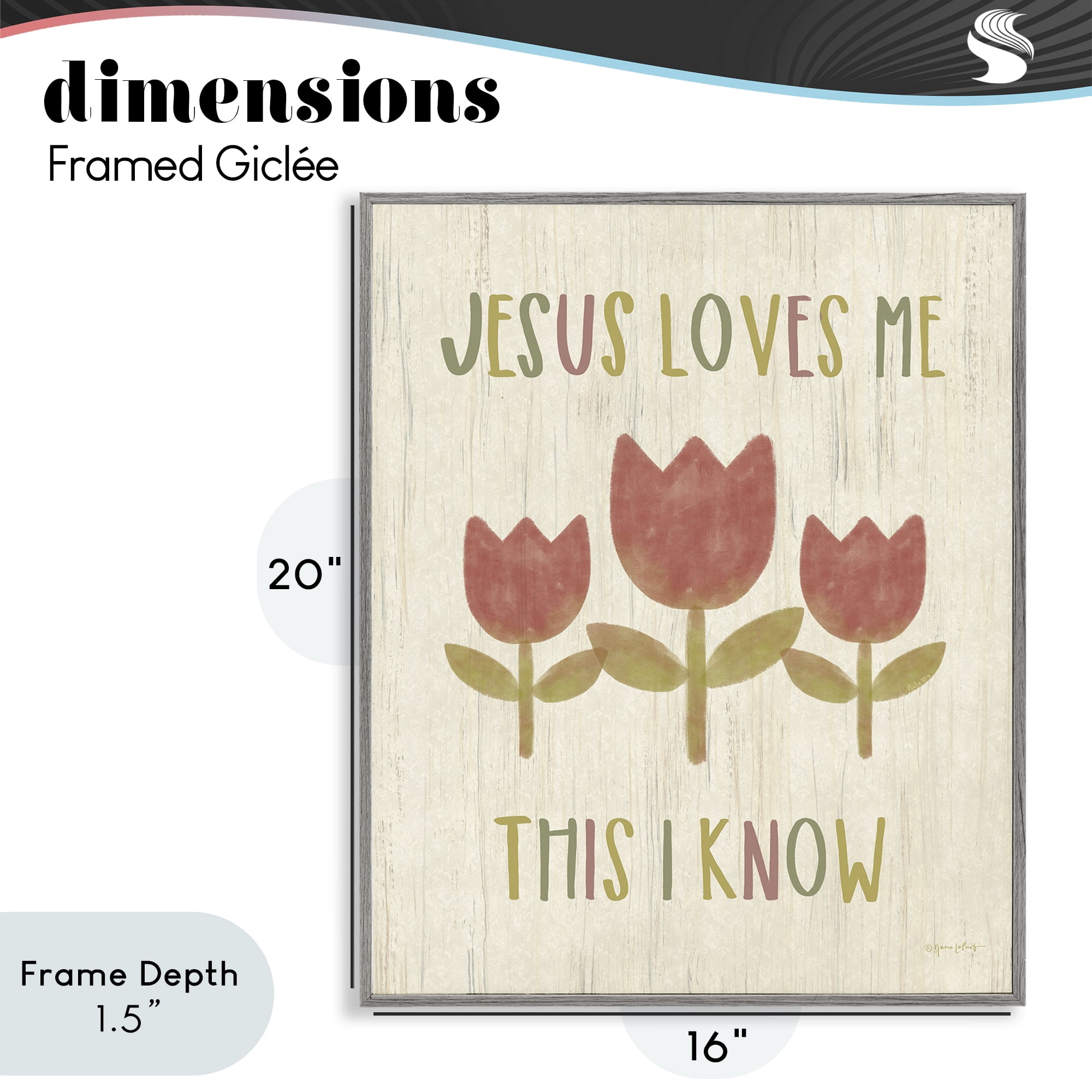 Stupell Industries Jesus Loves Me This I Know Gray Framed Giclee Art, design by Annie LaPoint