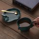 thumbnail image 4 of Juego de tazas de café de 230 ml, arte abstracto creativo, taza de café para besar, con rebanada y cuchara, decoración de vajilla de oficina en el hogar de lujo ligero (verde)., 4 of 6