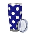 thumbnail image 2 of Daiia Navy And White Polka Dot Printed 20oz Insulated Coffee Cup with Straw Topper, Fully Spill Proof Travel Coffee Mug, Stainless Steel Tumbler for Work Home Outdoor Car-Without Straw, 2 of 8