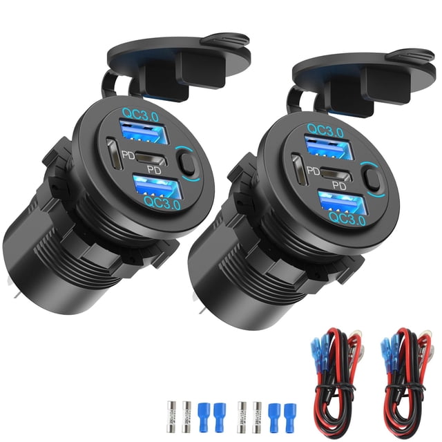 Cargador de coche TIANWIDJEW de 78 W, doble PD, 30 W, puerto USB C, salida de 12 V