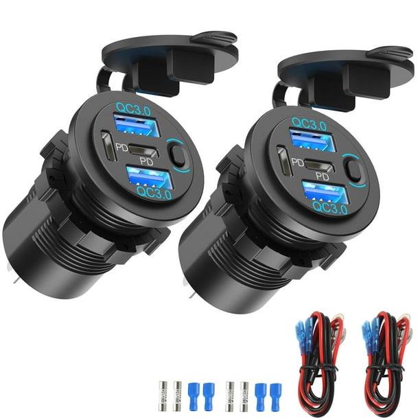 Cargador de coche TIANWIDJEW de 78 W, doble PD, 30 W, puerto USB C, salida de 12 V