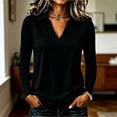 thumbnail image 2 of Trgacdwlo Womens Polo Shirts V Neck Collared Long Shirts for Women Basic Summer Loose Womens Business Casual Tops Black M, 2 of 8