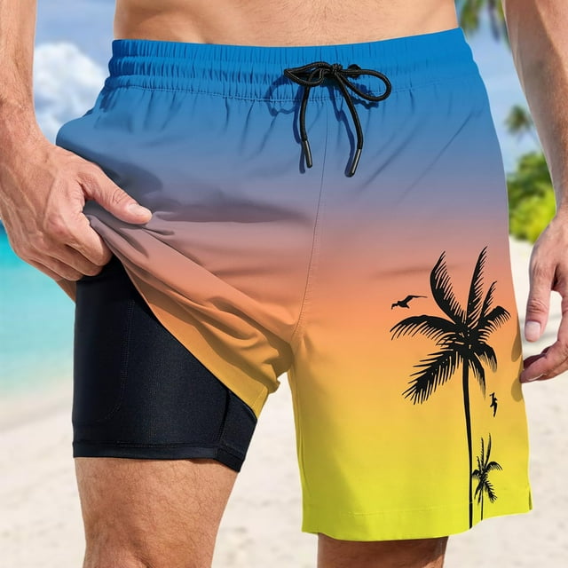 WILLBEST Bañador Corto Informal para Hombre, con Forro de Compresión y Entrepierna, con Bolsillos, 2115