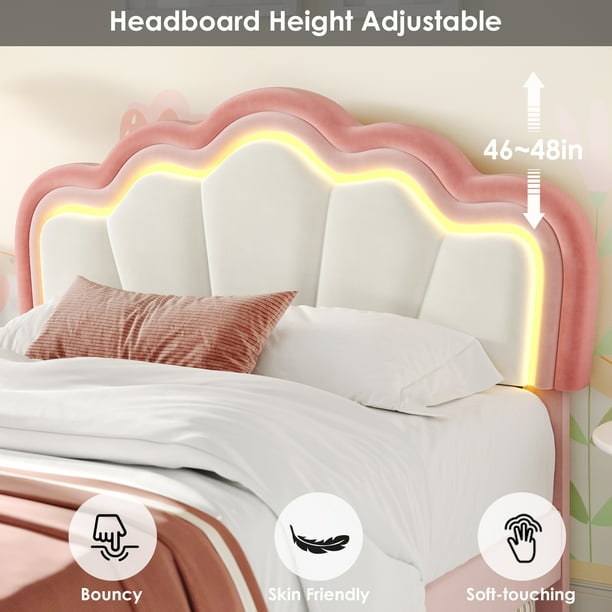 Homfa LED Bed Frame with Storage Drawer, Velvet Upholstery