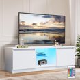 thumbnail image 2 of TV Stand for 55 inch TV, Seizeen Media TV Console with LED RGB Lights, TV Cabinet with Storage Shelves & Drawer, 47’’L Entertainment Center for Home Game Room, White, 2 of 10
