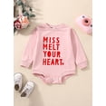 thumbnail image 2 of Bagilaanoe Newborn Baby Girl Valentine's Day Rompers Letter Print Long Sleeve Bodysuits 3M 6M 12M 18M 24M Infant Casual One Piece Short Jumpsuit, 2 of 9