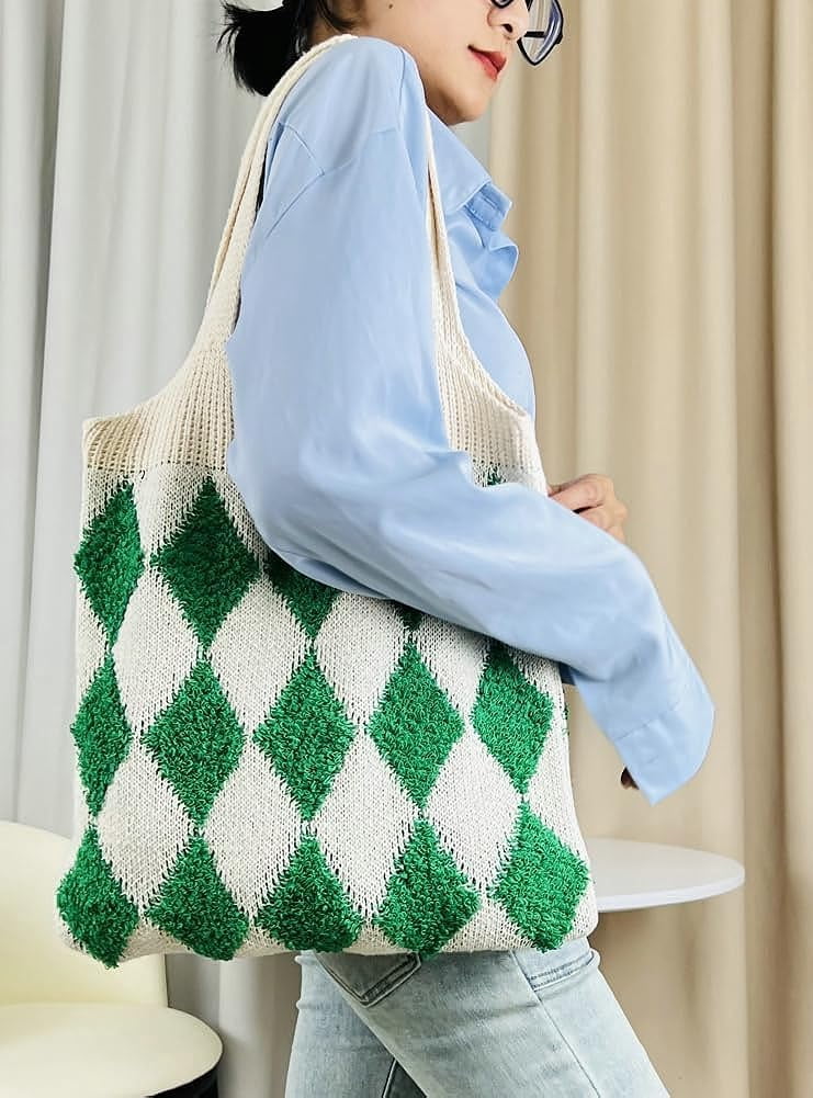 Kukuzhu Women’s Hobo Bag Crochet Large Purse Knitted Tote Bag Colorful Shopping Shoulder Bag Mesh 2023