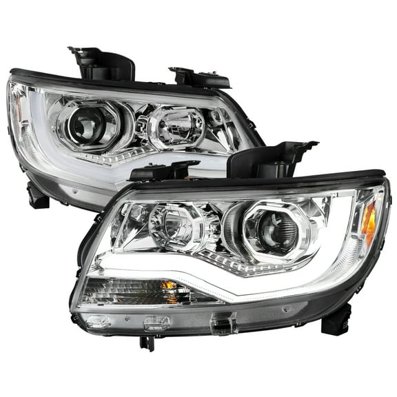 LED Bar Projector Headlights (Chrome Housing/Clear Lens) Made for and Compatible with 2015-2021 Chevrolet Colorado