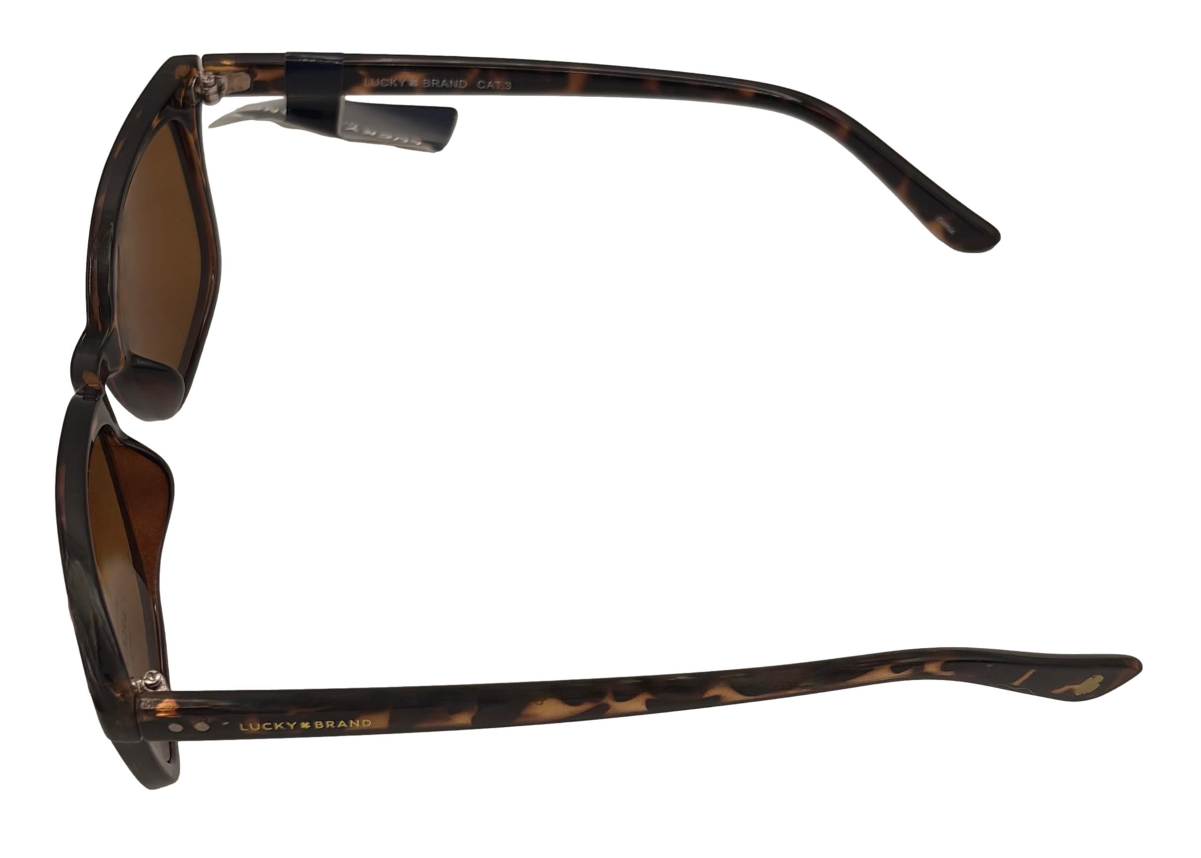 Lucky Brand Mens Tortoise Plastic Rectangle Sunglass, Brown Lens D941