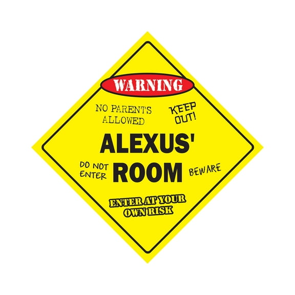 Alexus' Room Sign Crossing Zone Xing | Indoor/Outdoor | 12" Tall kids bedroom decor door children's name boy girl