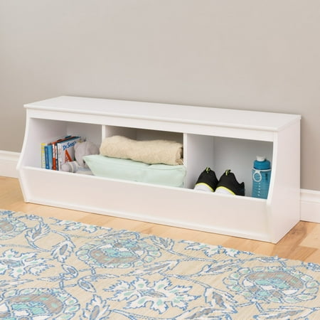 Prepac Monterey Stackable 3-Bin Storage Cubby, White Laminate Finish