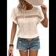 thumbnail image 2 of Blusas Bohemias de Punto con Cuello Redondo, Corta, Bordadas, con Encaje y Aberturas para Mujer Albaricoque XXL, 2 of 9