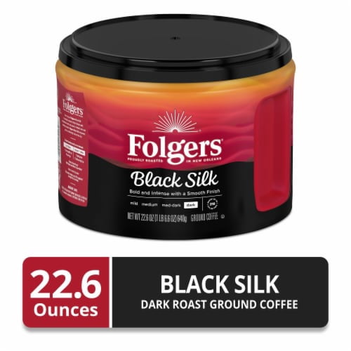 Folgers Black Silk Dark Roast Ground Coffee, 22.6 Ounce Canister