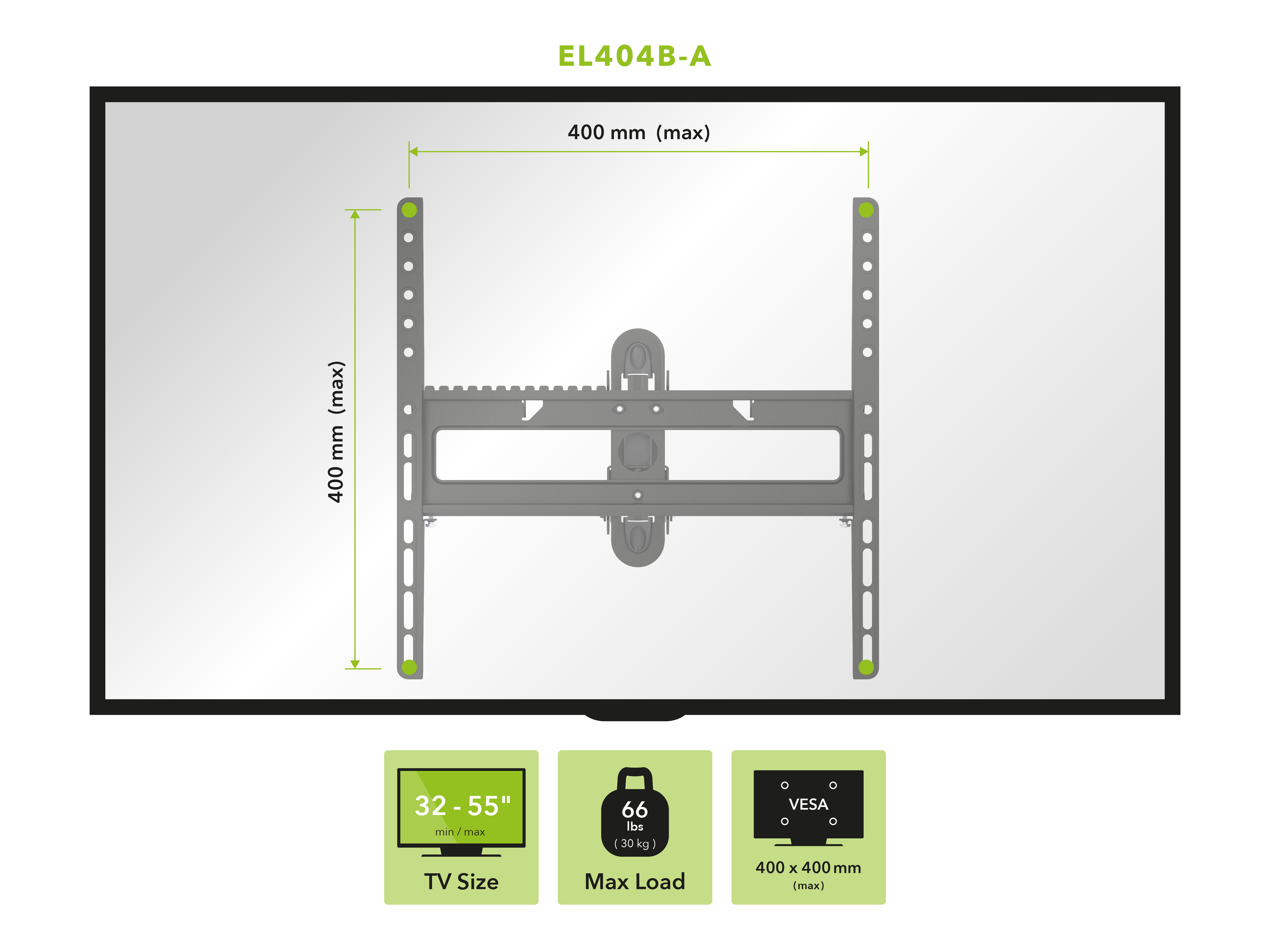 EL404B-A Multi Position Full Motion Long Extension TV Wall Mount for 25-inch to 55-inch TVs. - image 3 of 8