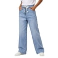 thumbnail image 5 of Women's Denim Wide Leg Pants High Waisted Drawstring Loose Fit with Pockets Casual Jeans, 5 of 5