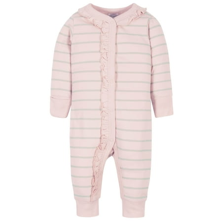 Gerber Modern Moments Baby Girl Stripe Coverall w/ Mitten Cuff