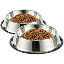 2 Pack Stainless Steel Dog Bowls, Dog Dishes 8oz/ 12oz/ 18oz/ 28oz/ 48oz, Cat Bowl Water and Food Bowl with Non-slip Rubber Base, for Small/Medium/Large Dogs, Cats, Puppy Rabbit and Kitten
