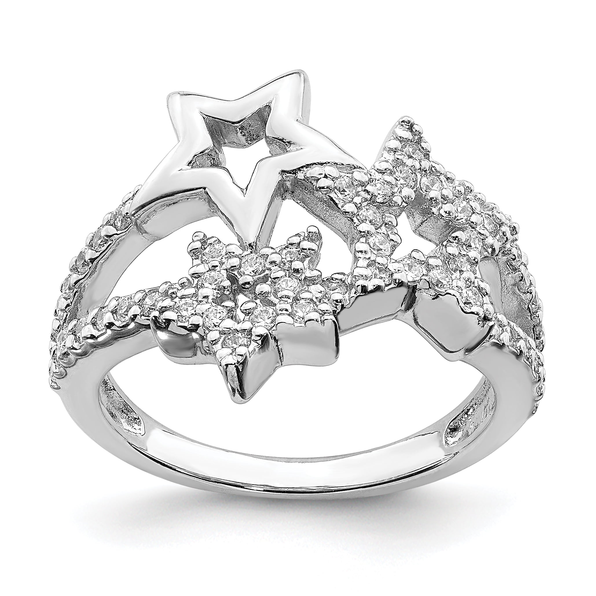 925 Sterling Silver Zirconia Band Ring Size 8 B58