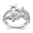 thumbnail image 1 of Bague Triple Étoile en Argent Sterling 925 Rhodié Zircon Cubique, 1 of 2