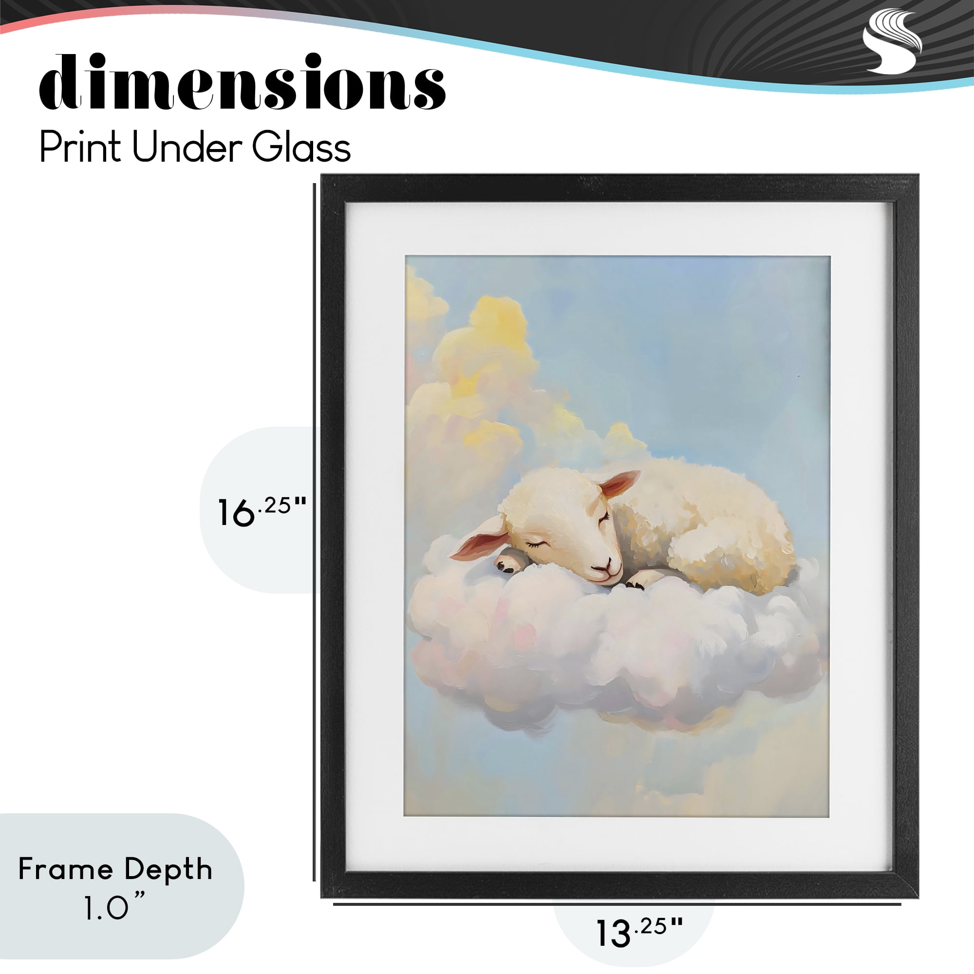 Stupell Industries Sleeping Sheep on a Cloud Black Framed Print Under Glass, design by The Prints Vibe