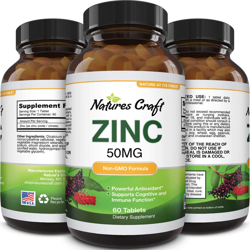 Zinc Immune System Booster Supplement 50 mg Supplement for Heart Brain
