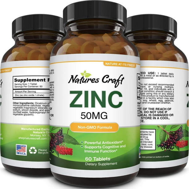 Zinc Immune System Booster Supplement 50 mg Supplement for Heart Brain