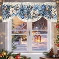 thumbnail image 6 of Christmas Flower Tie Up Valances Curtain, Blue Poinsettia Floral Xmas Winter Vintage Adjustable Rod Pocket Short Window Treatment Tie Up Curtains Valances for Kitchen Living Room Bathroom 54x18 In, 6 of 9
