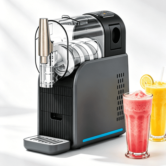 Mighty Rock Slushie Machine - Frozen Drink Maker with 5 Presets + Custom Option, Easy-Dispensing Lever for Margaritas & Frappes, Gray