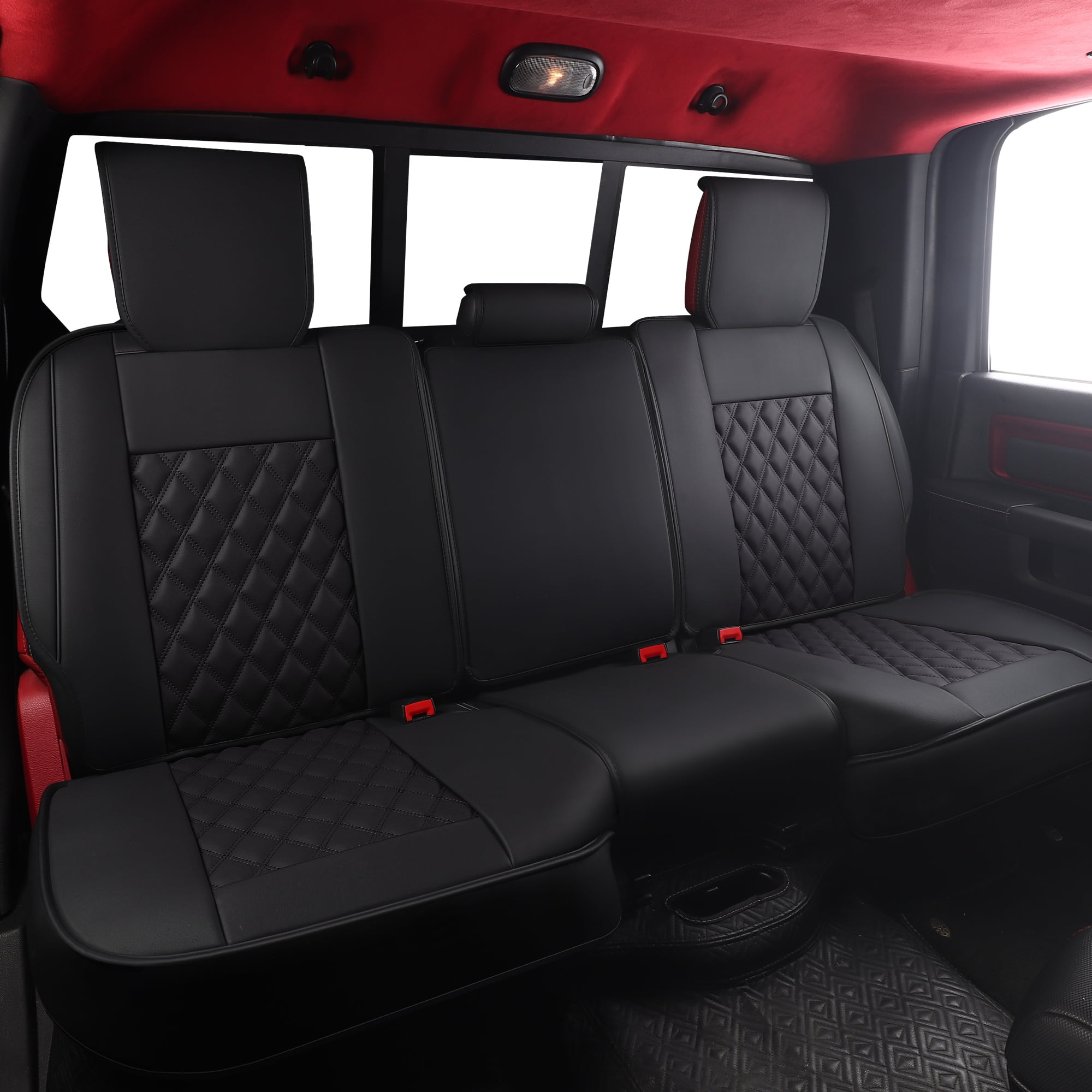 JOJOBAY Car Seat Covers for Dodge Ram,Fit 2009-2026 1500/2500/3500 HD Pick-up Truck,Crew,Regular,Quad,Mega Cab,Waterproof Synthetic Leather Seat Covers(Rear Seat Cover,Black)