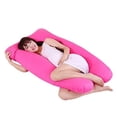 thumbnail image 3 of Funda de almohada de embarazo en forma de U, de algodón desmontable para dormir de cuerpo completo, funda de soporte de maternidad (rojo rosa), 3 of 4
