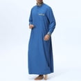 thumbnail image 2 of JAJAHO Mens Kaftan Abaya Thobe Long Sleeve Button Down Collared Pocket Ankle Length Robe Arab Traditional Clothes, 2 of 9