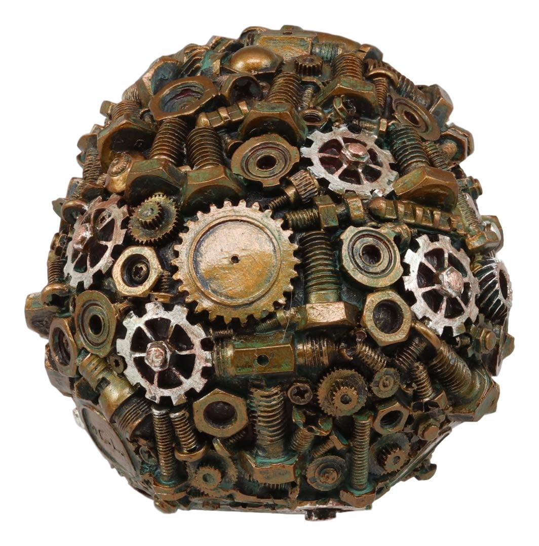 Steampunk Junkyard Gearwork Mechanic Gears Nuts Bolts And Screws Skull Statue