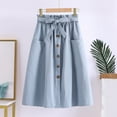 thumbnail image 2 of ASFGIMUJ Women's Casual High Waist Pleated A Line Midi Skirt With Pocket, 2 of 4