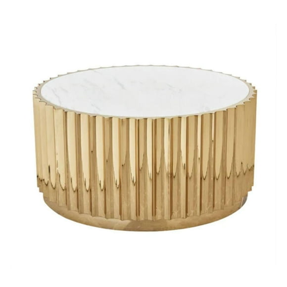 Benzi Coffee Table with Faux Marble Top and Stainless Steel Base