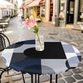 thumbnail image 3 of Abstract Geometric Blue Gray Black Elastic Fitted Round Table Cover Modern Art Waterproof Outdoor Tablecloth for Holiday Party, Picnic, Patio & Dining Fits Tables Up to 36"-44", 3 of 8