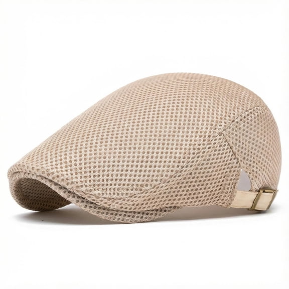 Minzimin Mens Mesh Newsboy Hat Breathable Summer Flat Cap Beret Gatsby Ivy Driving Hat Adjustable Golf Cap
