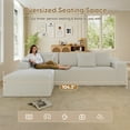 thumbnail image 4 of Lunale 104" Cloud Sectional Sofa with Left Chaise, Oversized Modular L-Shaped Couch, Plush Corduroy Sleeper Couch for Living Room, No Assembly Required, Beige, 4 of 9