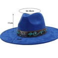 thumbnail image 2 of Big Wide Brim Boho Fedoras Hat for Women Men with Embroidery Belt Rancher Western Suede Hat, 2 of 6