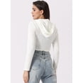 thumbnail image 3 of Unique Bargains Women's Casual Hoodie Zip Up Long Sleeve Lightweight Textured Crop Jacket XS White, 3 of 6
