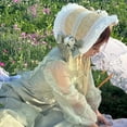 thumbnail image 3 of relayinert Ruffle Flat Top Hat For Tea Party Pastoral Straw Hat Parent-Children Bonnet New French Rural Style type+5, 3 of 6