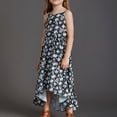 thumbnail image 4 of Long Dresses for Girls Size 10 Floral Sleeveless Aline Swing Flowy Party Cami Dress Beach Holiday Summer Casual Outfits Navy 6 Years, 4 of 7