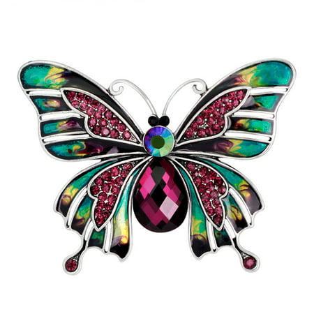 Vintage Alloy Rhinestone Butterfly Brooch Fashion Personality Plating Breastpin Pin Women Girls Costume Jewelry Birthday Xmas Gift