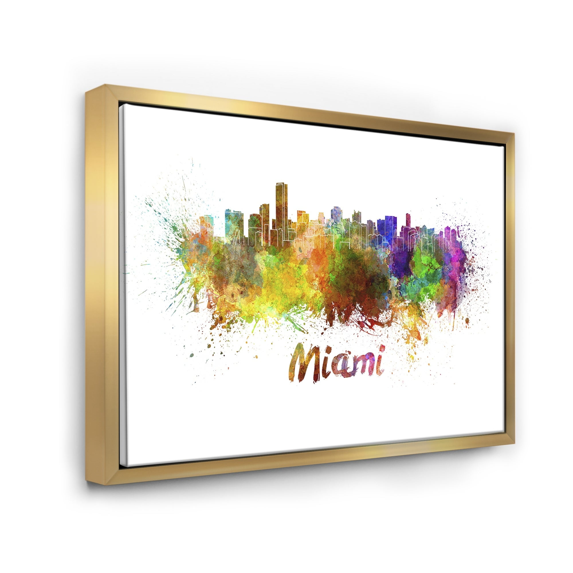 DESIGN ART Designart 'Miami Skyline' Cityscape Framed Canvas Art Print