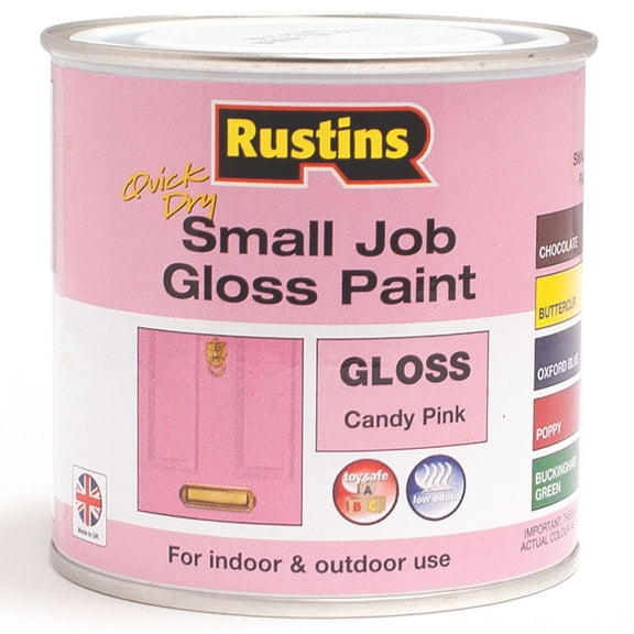 Rustins - Quick Dry Small Job Gloss Paint Candy Pink 250ml