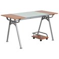thumbnail image 1 of Computer Desk with Glass and Cherry Laminate Top, 1 of 2