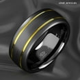 thumbnail image 3 of Tungsten Rings for Men Wedding Bands for Him Womens Wedding Bands for Her 8mm Black Brushed Dome 18k Gold Plated, 3 of 8