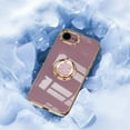 thumbnail image 5 of Case for iPhone 16e Case with Ring Stand [360° Rotatable Ring Holder Magnetic Kickstand][Support Car Mount] Plating Rose Gold Edge Soft Flexible TPU Luxury Phone Case Cover, Purple, 5 of 6
