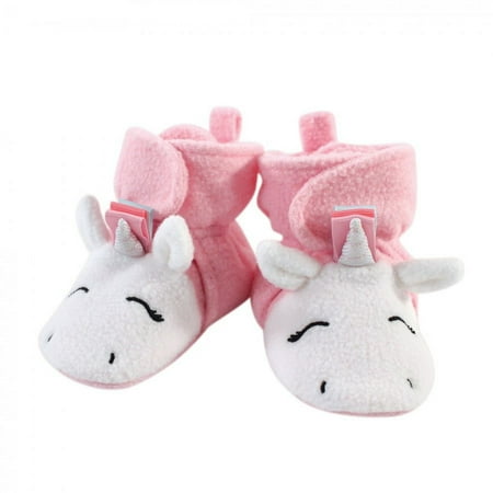 Hudson Baby Infant and Toddler Girl Cozy Fleece Booties Pink Rainbow Unicorn 6-12 Months